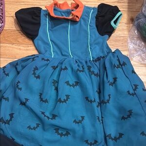 Blue and Orange Halloween Princess Costume with Bat Design